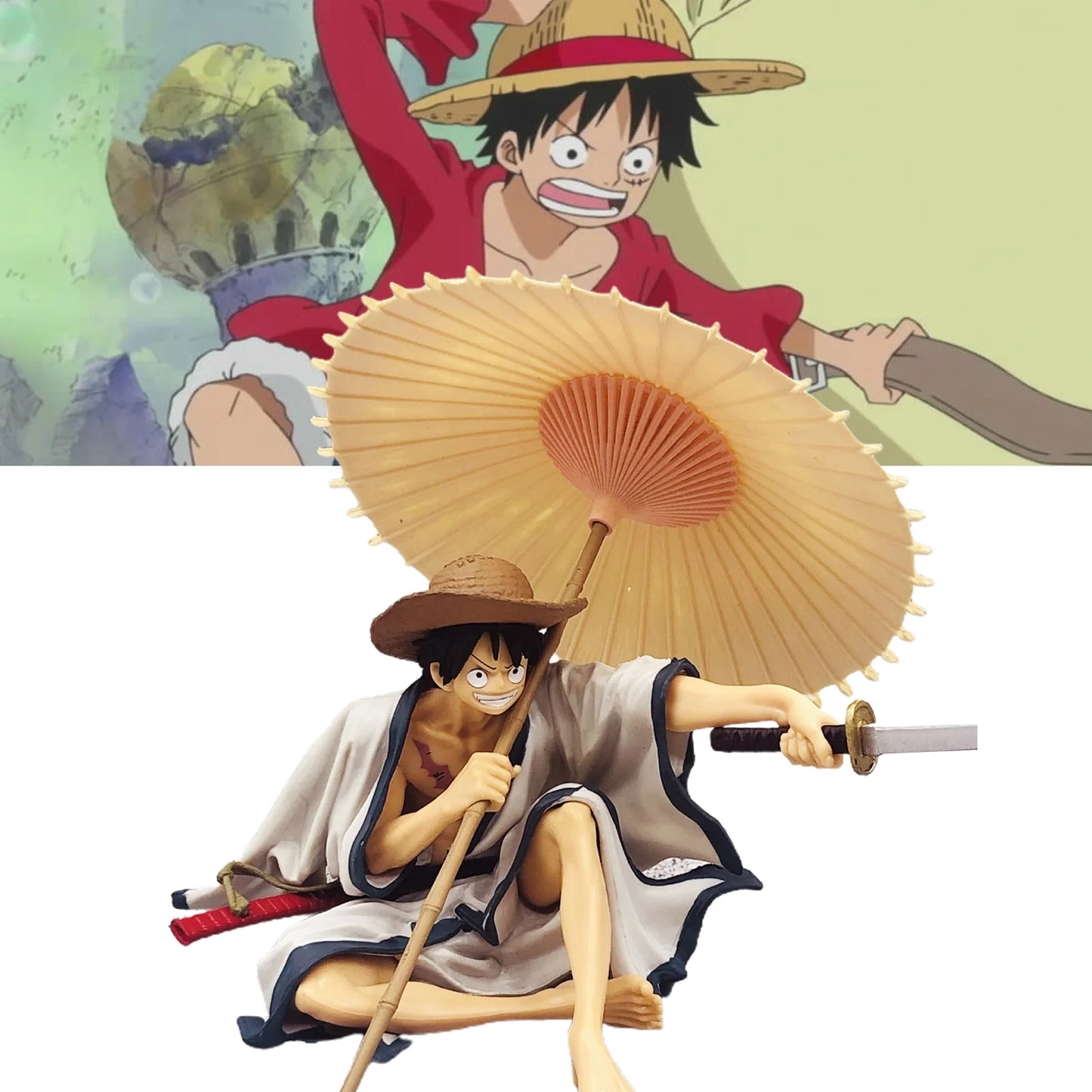 One Piece: Luffy Sitting With Umbrella 13cm - Premium Action Figure