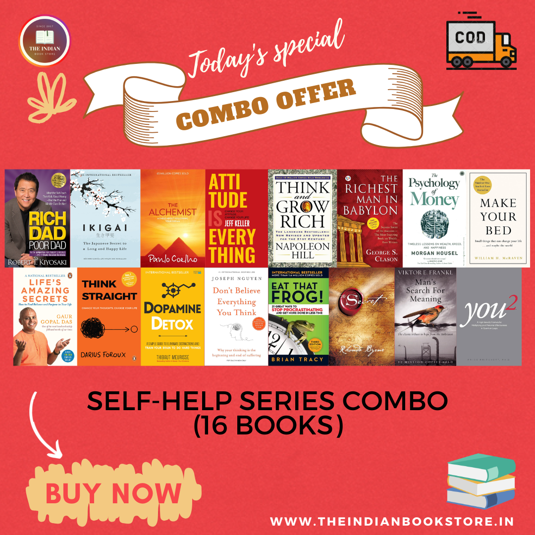 Self-Help Combo: Rich Dad, Ikigai, Alchemist, Attitude is Everything, Think and Grow Rich, Richest Man in Babylon, Psychology of Money, Make Your Bed, Life's Amazing Secrets, Eat That Frog, & 6 Other Books