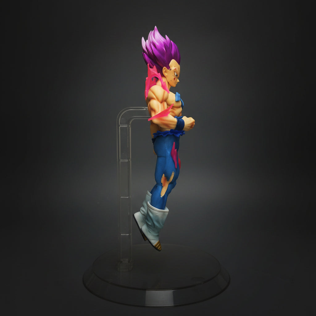Dragon Ball Vegeta Purple Hair Battle Damaged Style, with Transparent Base 20cm Figure