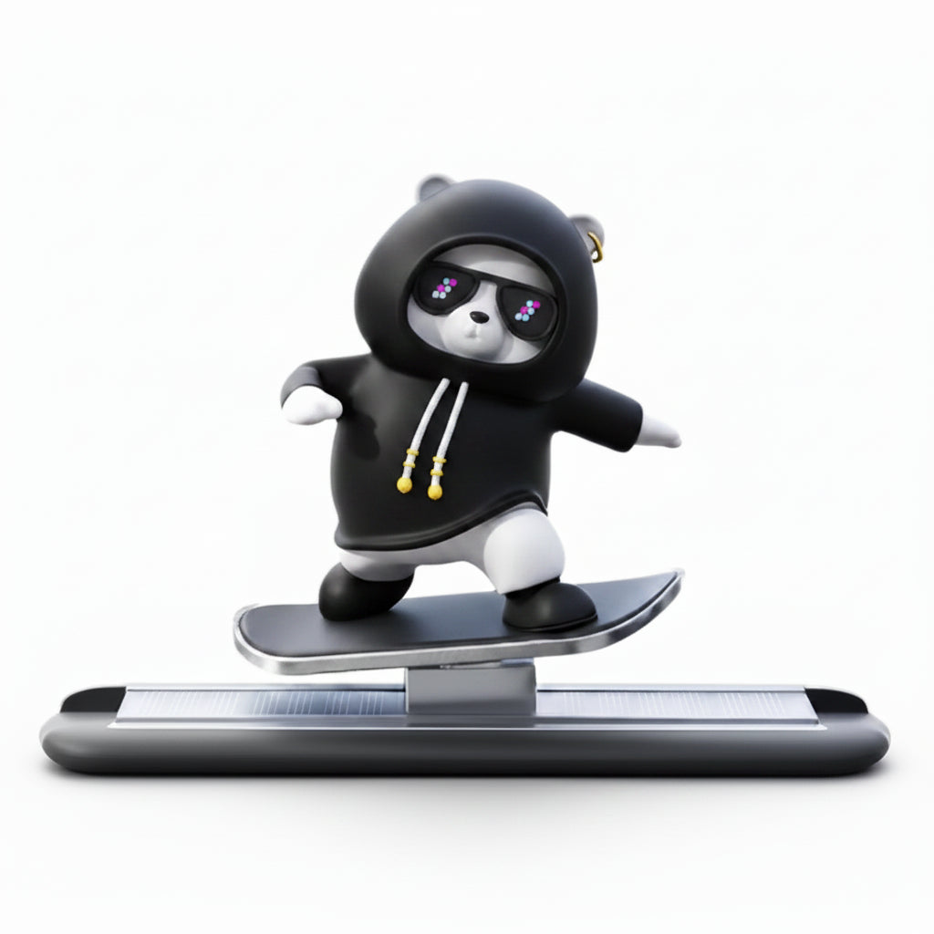 Skateboarding Cute Panda Auto Sliding Motion Decor, Cool Sliding Car Dashboard Figurines