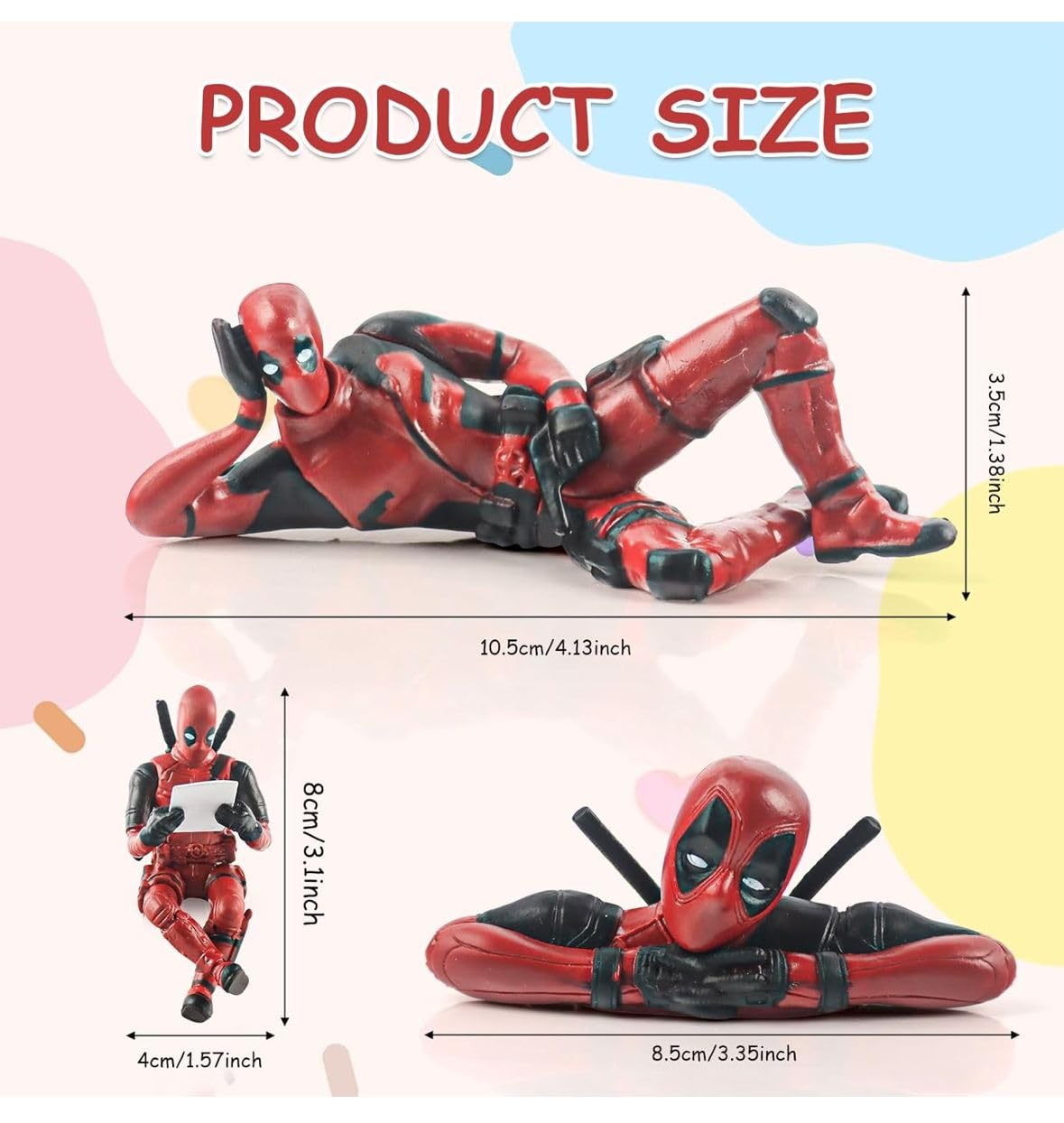 Deadpool Miniatures Car Decor Action Figure (3 Pcs Set)