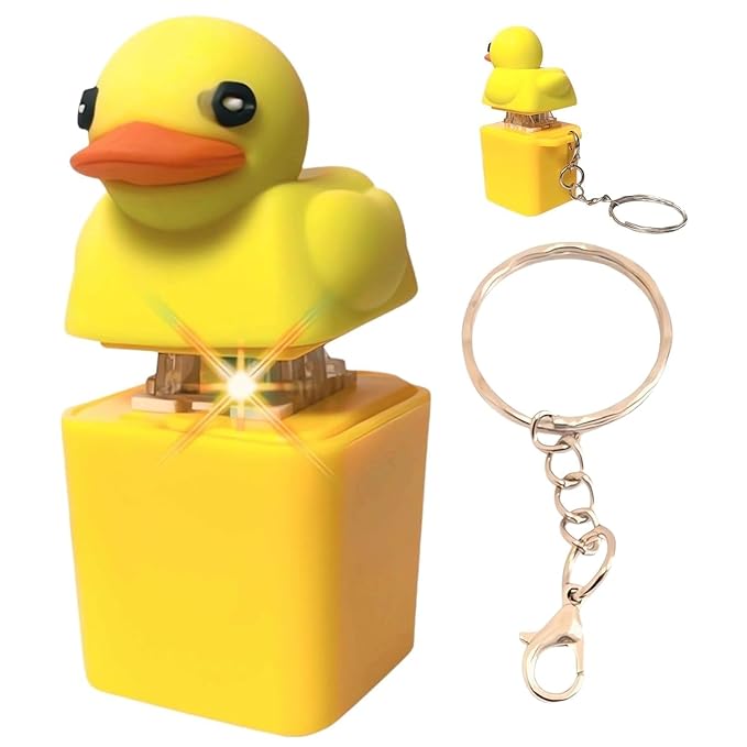 Duckling Quack Fidgets Toy Duck Keyboard Keycap Regulator Rattle Button Sound Keychain Decorative Ornament