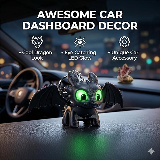 Mini Dragon Lighting Keychain with Moving Wings Black Color (Night Fury)