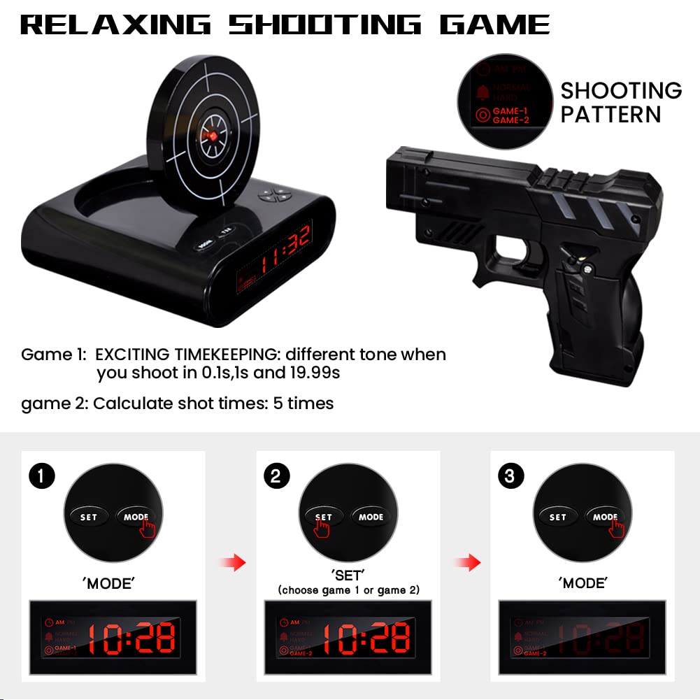 Gun Alarm Clock Lock N' load Target Alarm Clock/Creative Clock - Black