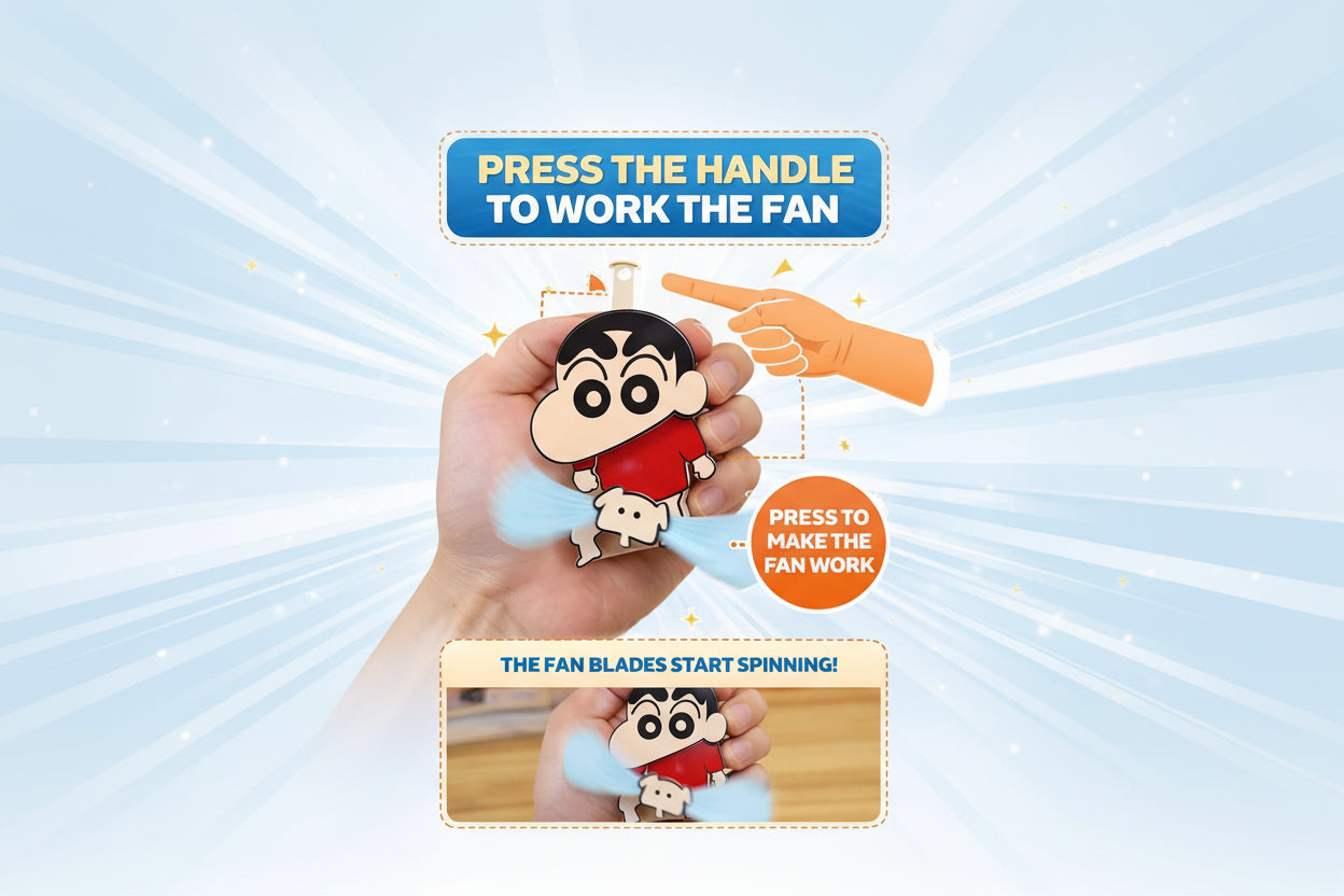 Shinchan Nunucopter Manual Hand PressFan Keychain
