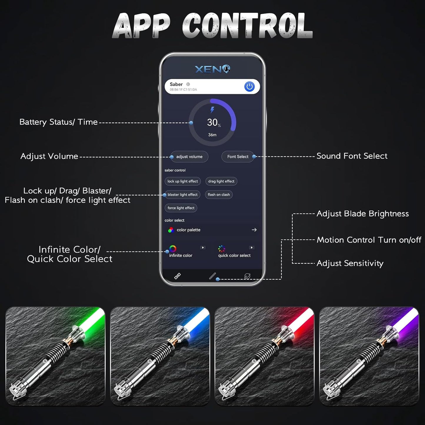 Dueling Luke Xenopixel LightSabers, Motion Control with 34 Sound Fonts & Custom Fonts | Smooth Swing Infinite Color Changing Luke Sabers, Preminum Aluminum Hilt for Adults