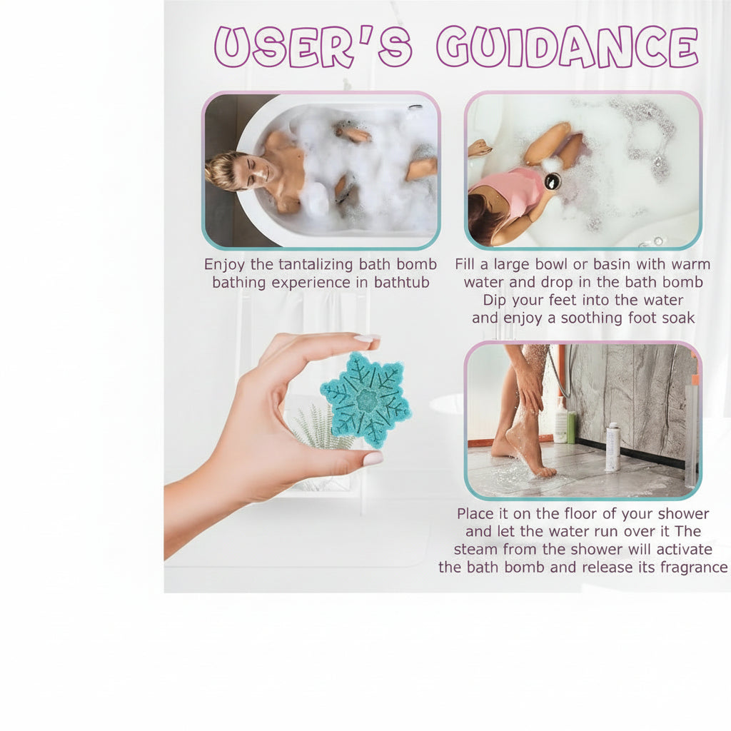 Christmas Holiday Aqua Fragrance Bath Bomb Set || Handcrafted Relaxing Bath Bomb Gift Box for Kids, Men & Women (Pack of 4)