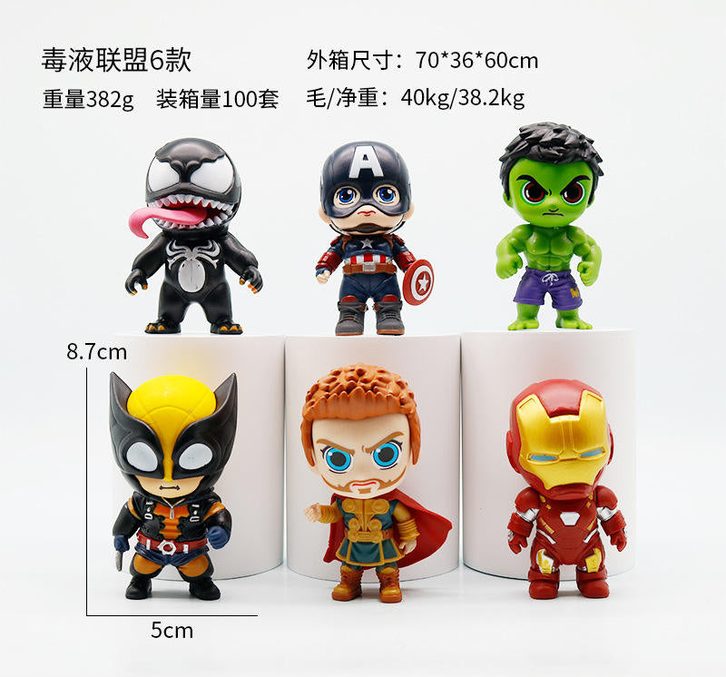 Cool Anime Marvel Miniature Action Figures Set of 6 Characters