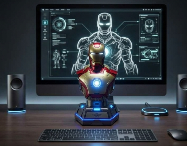 Iron Man MK3 Charging Station Bust Mecha 65W Fast Charging 4 Port Mobile Phone Charger