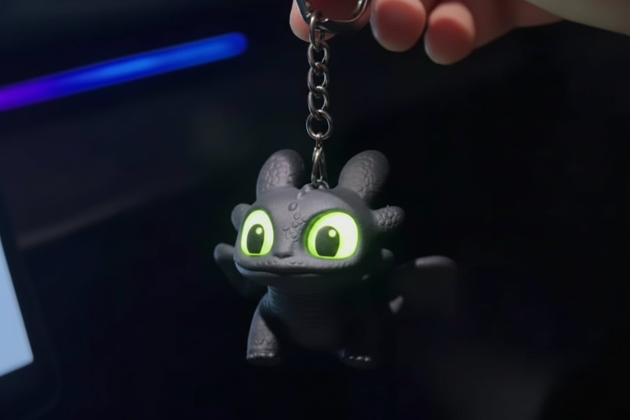 Mini Dragon Lighting Keychain with Moving Wings Black Color (Night Fury) Pack of 3