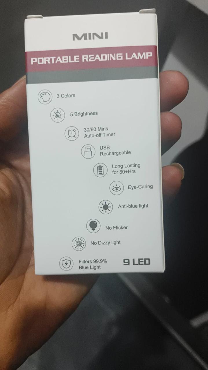 USB Rechargeable Book Light for Reading in Bed at Night, Portable Clip-On Led Reading Light, 3 Amber Colors & 5 Brightness Dimmable, Lightweight & Long Lasting 80 Hours Battery Life