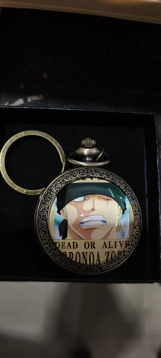 One Piece : Zoro “Dead or Alive” Antique Vintage Pocket Watch (Keychain)