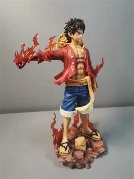 One Piece : Luffy Flame Standing Action Figure - 26cm Dual Face With Blister And Box