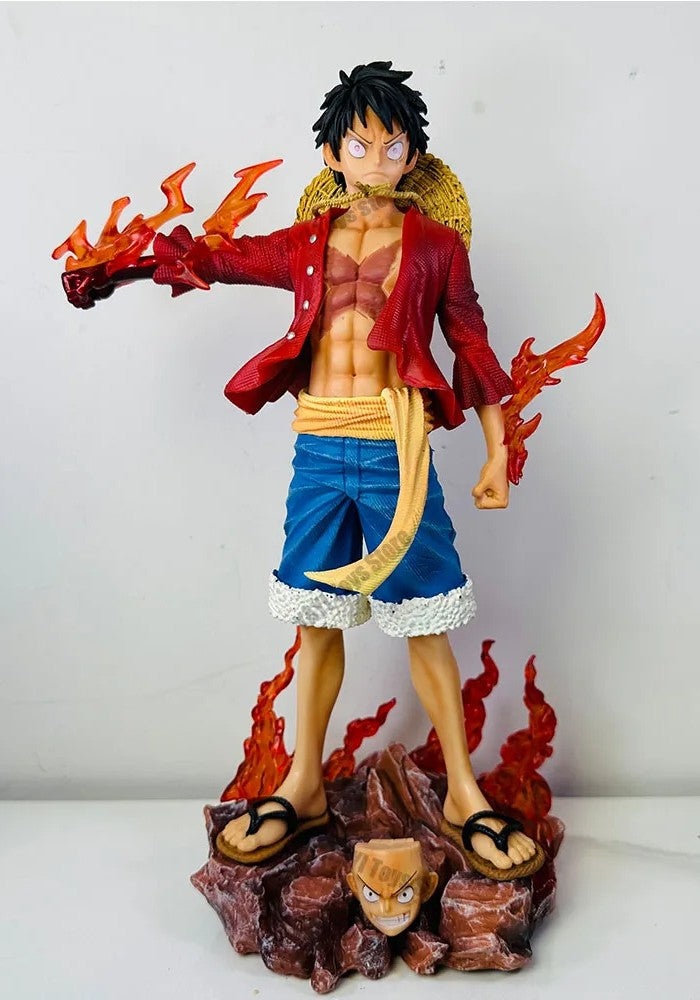 One Piece : Luffy Flame Standing Action Figure - 26cm Dual Face With Blister And Box