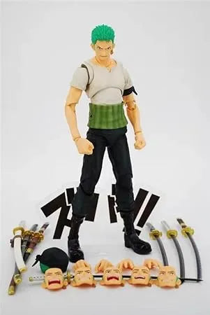 One Piece : Roronoa Zoro Movable Action Figure – Interchangeable Heads & Swords