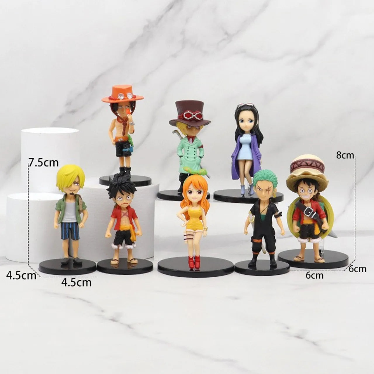 One Piece : Standing Set of 8pcs 7-8cm