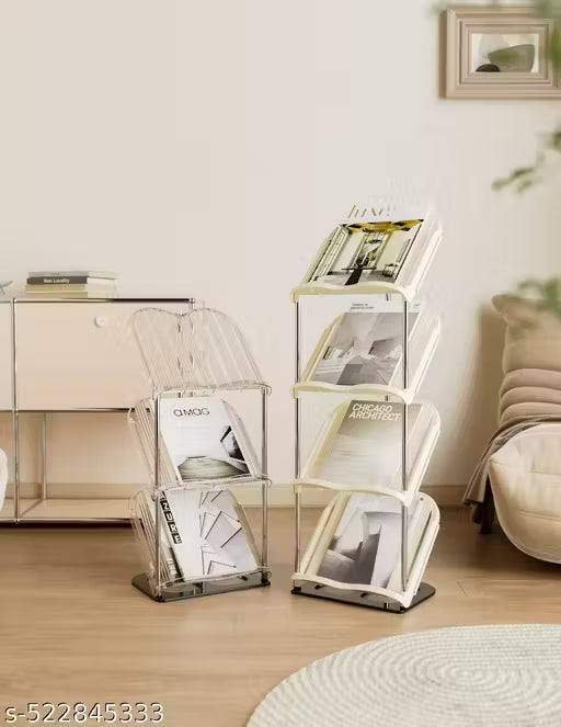4-Layer Stackable Plastic Book Rack Multipurpose Storage Shelf