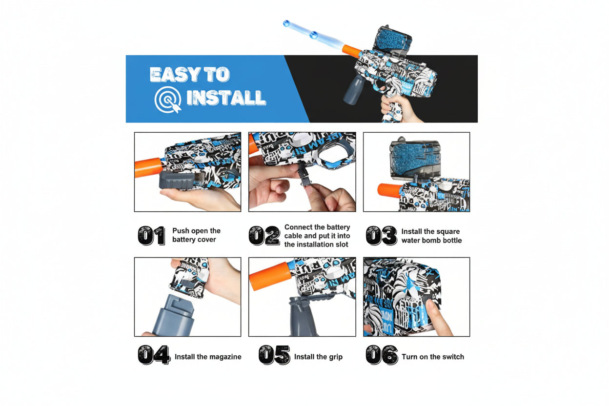 MP9 Gel Blaster Gun Automatic Toy Gun for Kids Electric Operated Gun High Speed Upto 50 Feet Range Including 10000 Gel Balls
