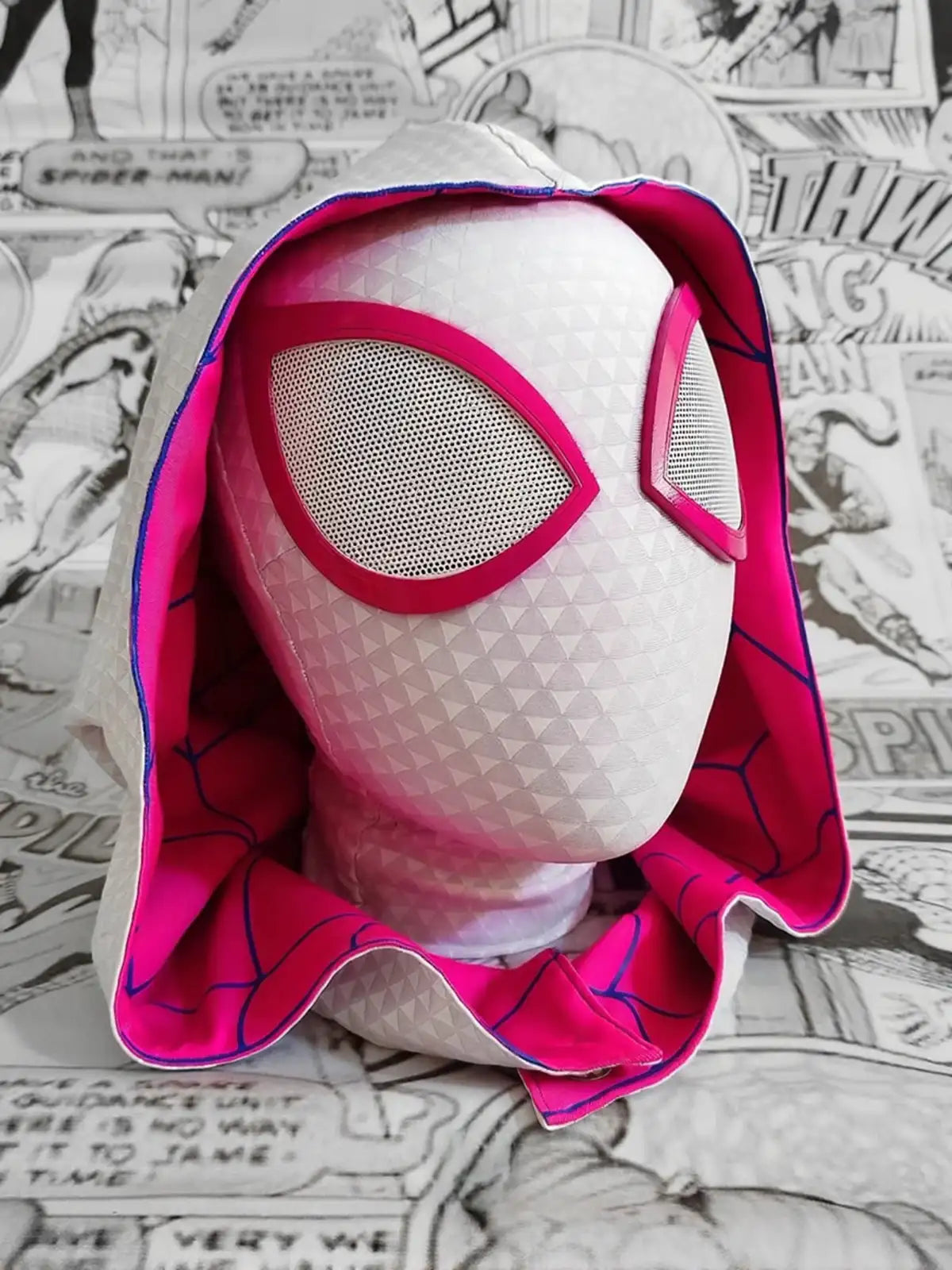 Spider-Gwen Mask With Hood (Full Headpiece)