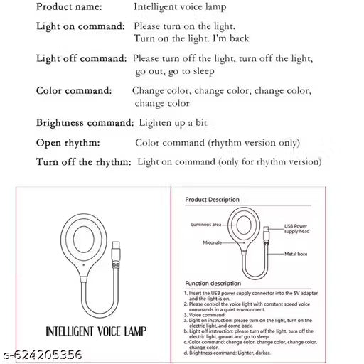 1 Voice Control LED Desk Lamp | Portable USB Light with Smart Voice Command Feature