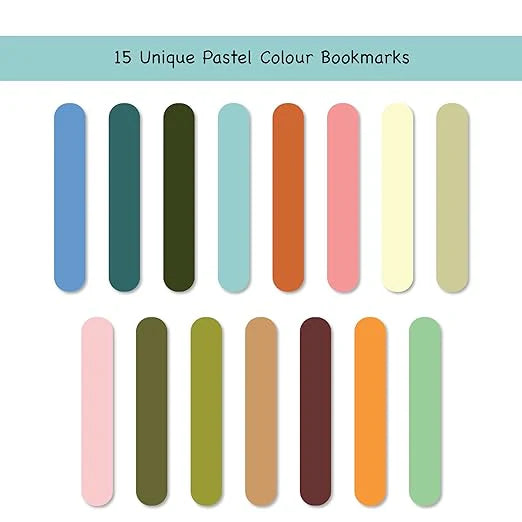 Minimal Magnetic Bookmark for Books, Solid Colours, Set of 15