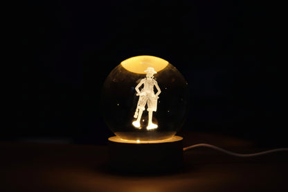 Luffy One Piece 3D Crystal Ball Lamp Night Light - LED Decorative, Home Decor, Birthday Gift for Kids & Anime Lovers