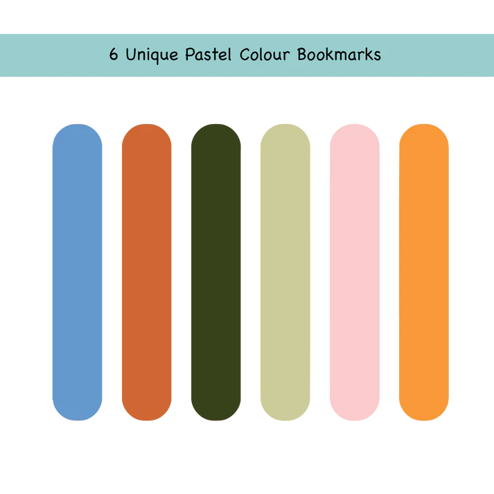 Minimal Magnetic Bookmark for Books, Solid Colours, Set of 6 (Design 2)