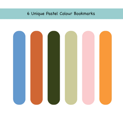 Minimal Magnetic Bookmark for Books, Solid Colours, Set of 6 (Design 2)