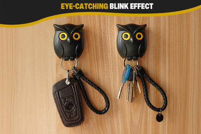 Cute Owl Magnetic Key Holder, Automatic Open Close Eyes Creative Key Hanger Holder