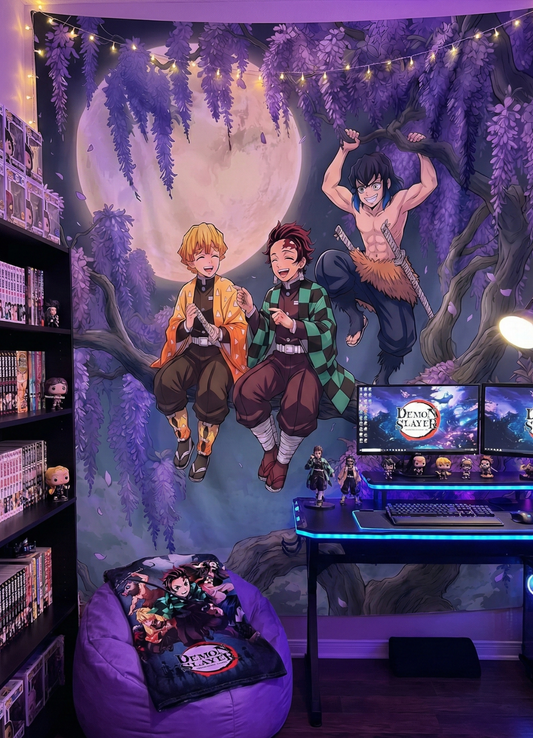 Inosuke,Zenitsu,Tanjiro Demon Slayer anime Tapestry for Home Bedroom Living Room (Multicolor)