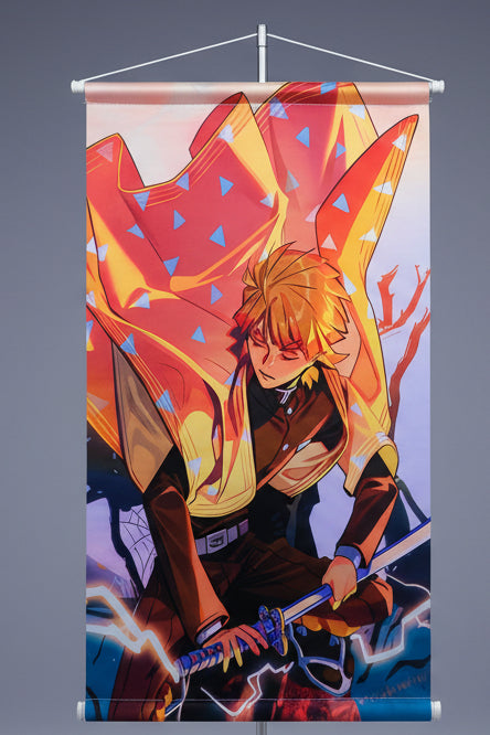 Agatsuma Zenitsu Anime Demon Slayer Hanging Scrolls Home Decor Wall Hanging Artwork Anime Canvas