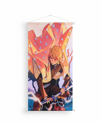 Agatsuma Zenitsu Anime Demon Slayer Hanging Scrolls Home Decor Wall Hanging Artwork Anime Canvas