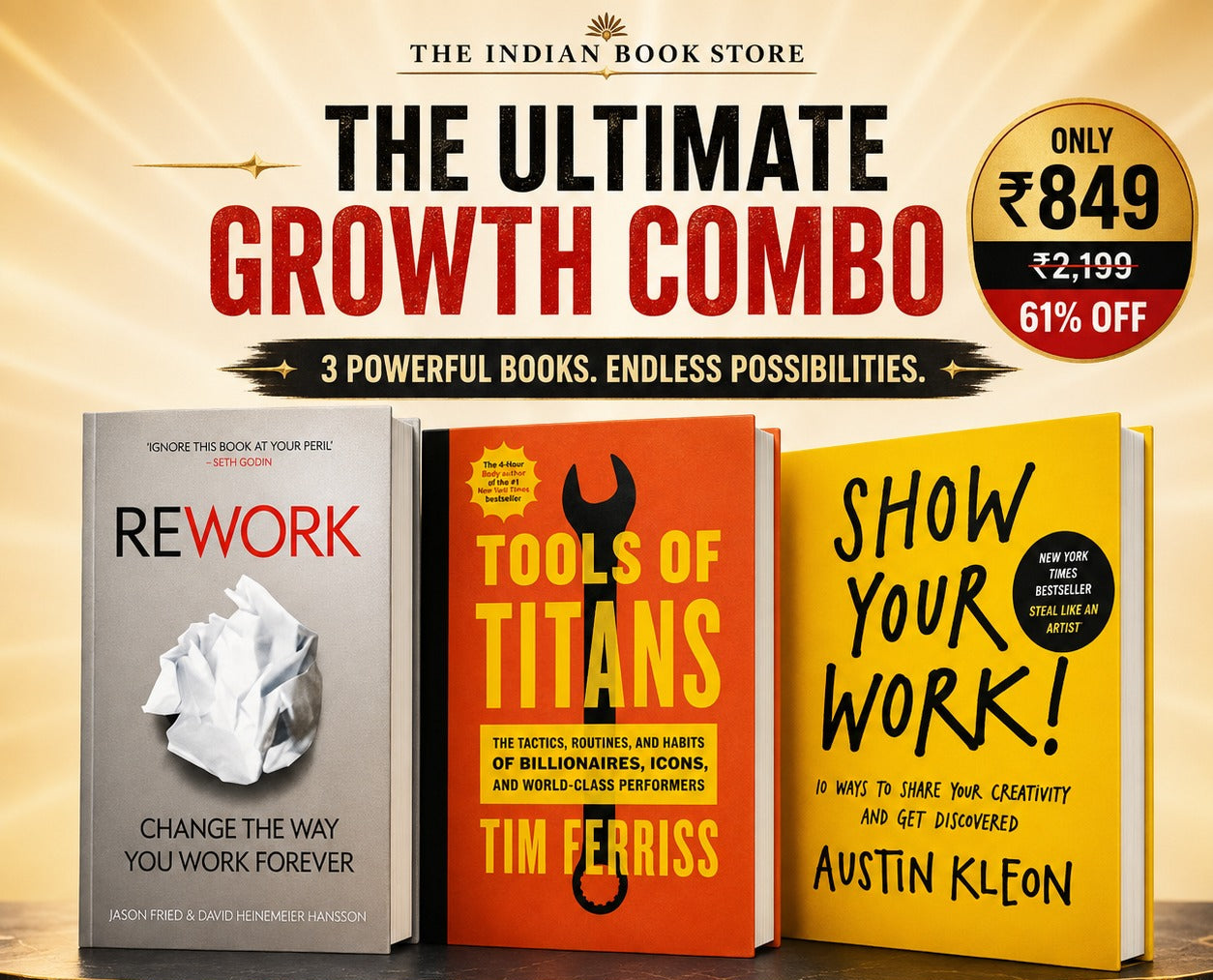 The Ultimate Growth Combo [Rework, Tools Of Titans & Show Your Work] Paperback