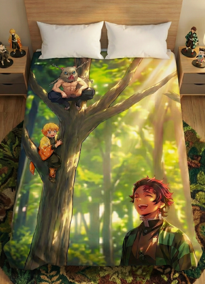 Inosuke,Zenitsu,Tanjiro Demon Slayer anime Tapestry for Home Bedroom Living Room (Multicolor) 2.0