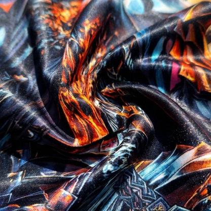 Dark fantasy anime warrior wall tapestry in modern gaming room