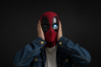 Deadpool 3 Mask Ring Control Light Up Movable Eyes - Wearable Cosplay Collectible Mask