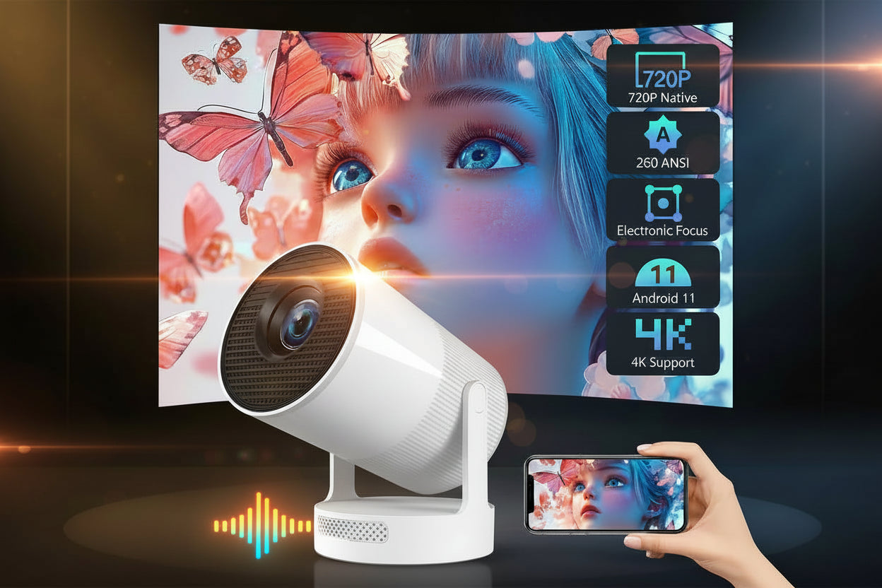 Smart 4K Ultra HD LED Home Cinema Projector: Netflix, Prime, OTT & Education