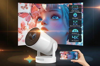 Smart 4K Ultra HD LED Home Cinema Projector: Netflix, Prime, OTT & Education