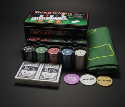 Ultimate Family Night Hold 'EM Up Casino Poker & Card Game Set with Tokens and Mat