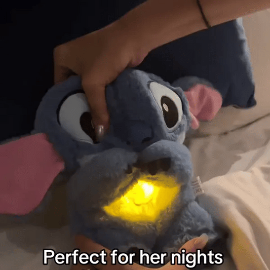 The Breathing Stitch Portable plush Soft Toy Plush, Sound Machine, Baby Gift with Music, Lights & Breathing Motion