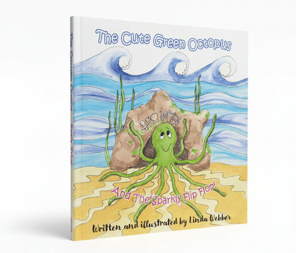 The Cute Green Octopus! And the sparkly flip flop! By Linda Webber