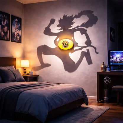 Luffy Shadow Wall Lamp One Piece Anime 3D LED Illusion Night Light, USB Powered,Touch Control