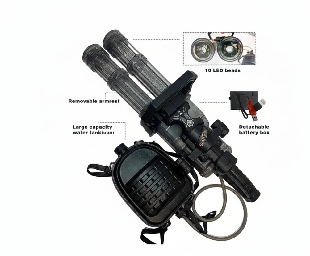 Gatling Electric Water Gun High-Pressure Automatic Rechargeable Long Range Outdoor Water Blaster Toy