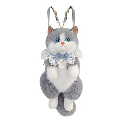 Cute Kitty Soft Faux Fur Kitty Furry Backpack and Shoulder Bag