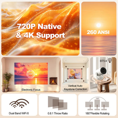 Smart 4K Ultra HD LED Home Cinema Projector: Netflix, Prime, OTT & Education
