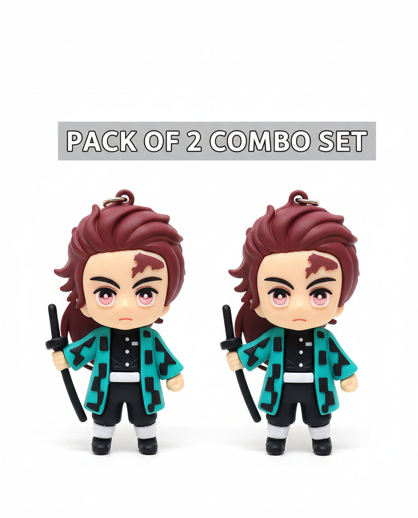 Demon Slayer Tanjiro Kamado Keychain 3D Anime Keychain Pack of 2