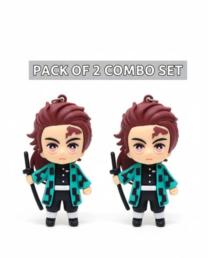 Demon Slayer Tanjiro Kamado Keychain 3D Anime Keychain Pack of 2