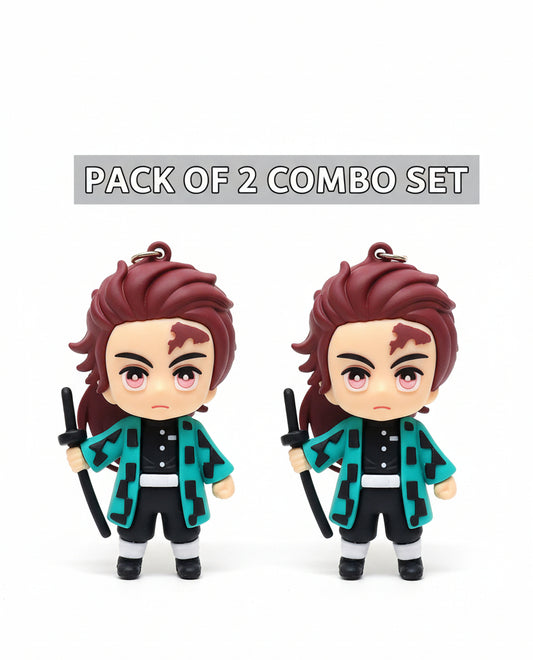 Demon Slayer Tanjiro Kamado Keychain 3D Anime Keychain Pack of 2