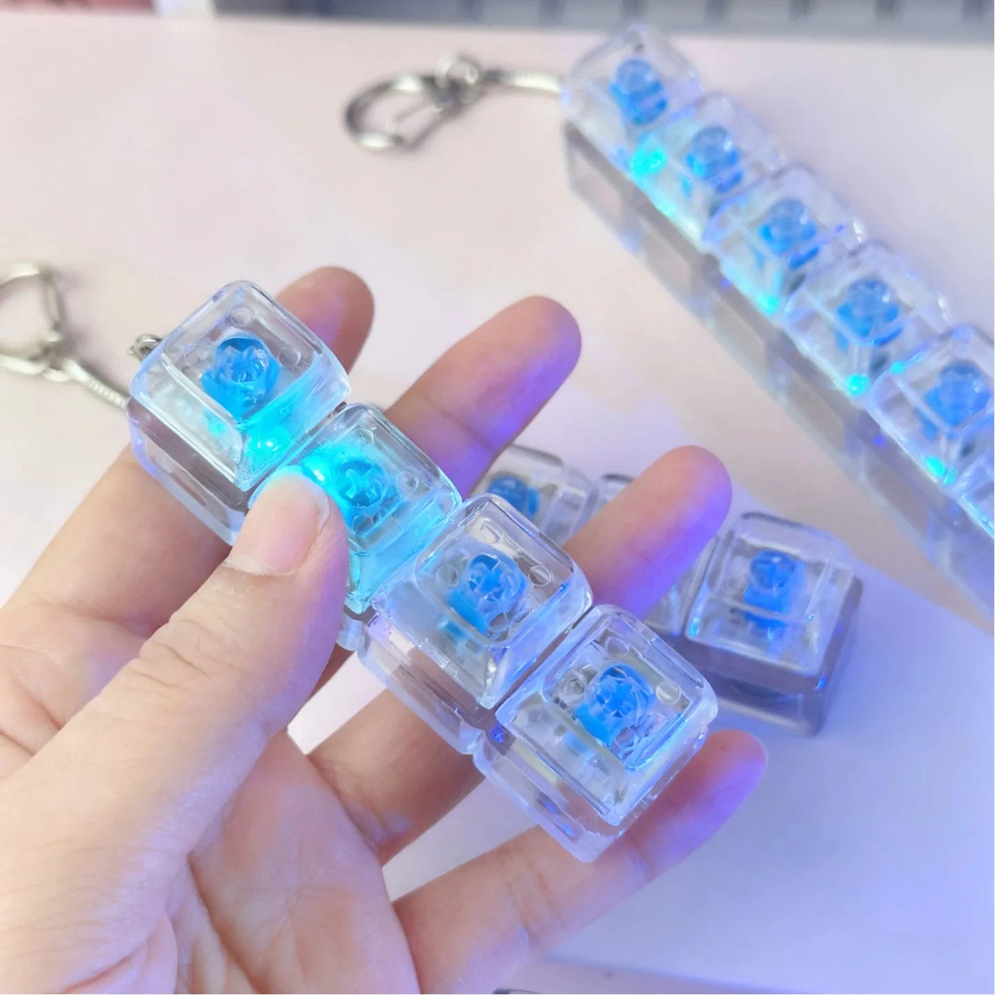 4-in-1 LED Keyboard Fidget Toy | Clicky Mechanical Buttons | Portable Stress & Anxiety Relief Gadget for Desk, Travel & Study