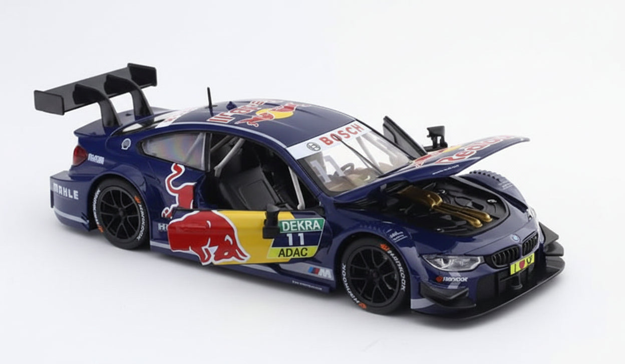 BMW M4 DTM Car Redbull Diecast Model Car, 1:24 Scale Collectible Toy, Blue